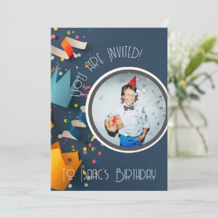 Cut Paper Crown Happy Birthday Name Photo Invite