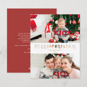 Cut Paper Effect Christmas Custom Photo Script Holiday Card