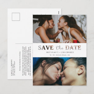 Cut Paper Effect Wedding Custom Photo Script Holiday Postcard