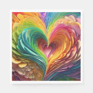 Cut paper hearts in rainbow colours napkin
