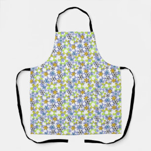 Cut paper snowflakes multicolored on white apron
