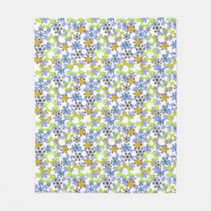 Cut paper snowflakes multicolored on white  fleece blanket
