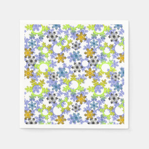 Cut paper snowflakes multicolored on white napkin