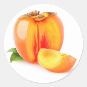 Cut persimmon fruit classic round sticker
