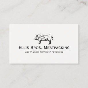 Cut Pig Diagram Butcher Shop Business Card
