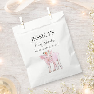 Cut Piggy Watercolor Baby Shower Boho Girl Favour Bags