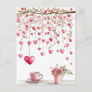 Cut pink Hearts Valentine's Greeting Postcard