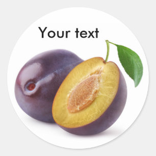 Cut plums classic round sticker
