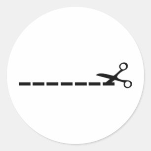 cut scissors icon classic round sticker