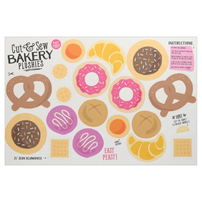Cut & Sew Bakery Fabric - Fun DIY Plushies (Fat Quarter)