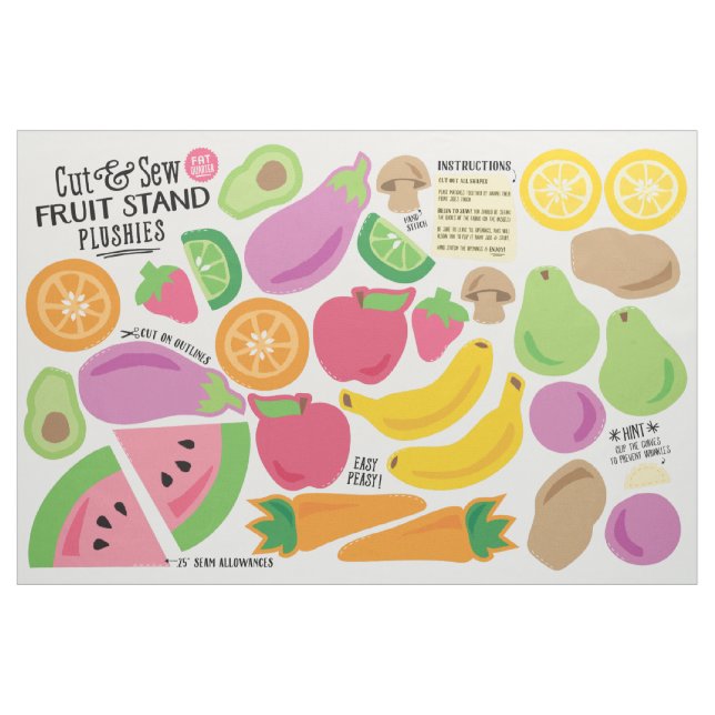 Cut & Sew Fruit Stand Fabric - Fun DIY Plushies (Fat Quarter)