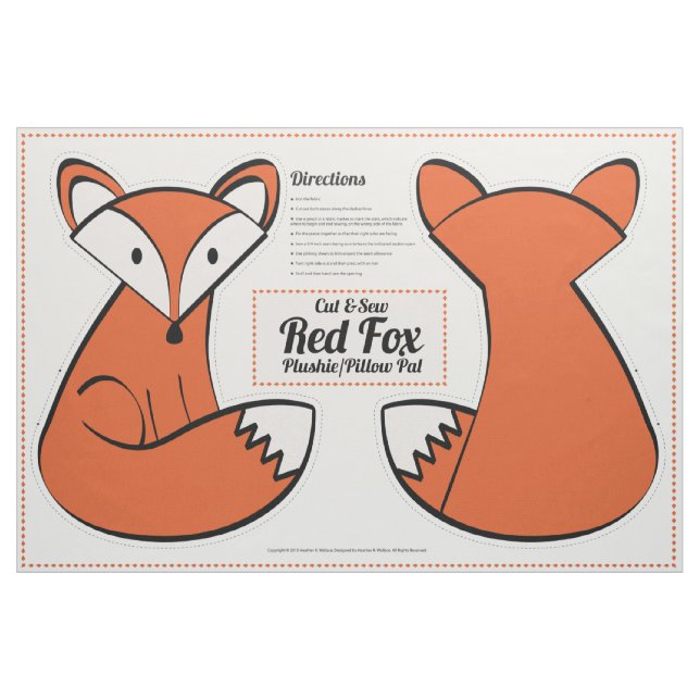 Cut & Sew Red Fox Plushie - Pillow Pal Fabric (Fat Quarter)