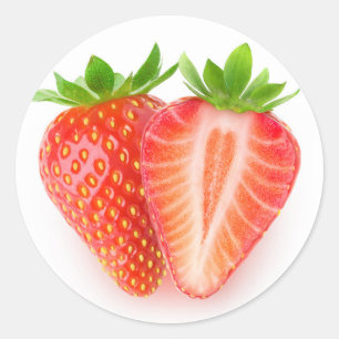 Cut strawberries classic round sticker
