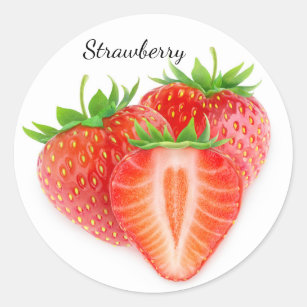 Cut strawberries classic round sticker