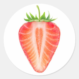Cut strawberry classic round sticker