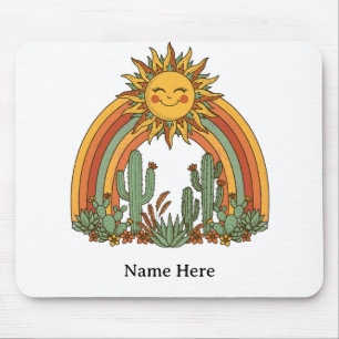 Cut sun rainbow cactus custom name coffe mug mouse mat