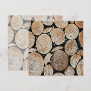 Cut Tree Branch Logs Stacked Pattern Photograph  Card