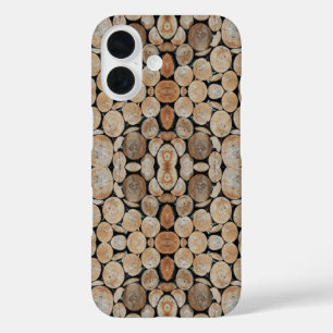Cut Tree Branch Logs Stacked Pattern Photograph iPhone 16 Case