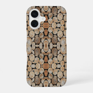 Cut Tree Branch Logs Stacked Pattern Photograph iPhone 16 Case