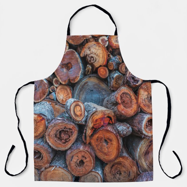 Cut Tree Logs Stacked Together Pattern Photograph Apron (Front)