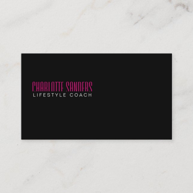 Cut Typeface (hot pink) black background Business Card (Front)