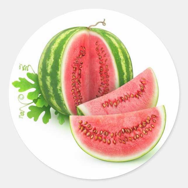 Cut watermelon classic round sticker (Front)