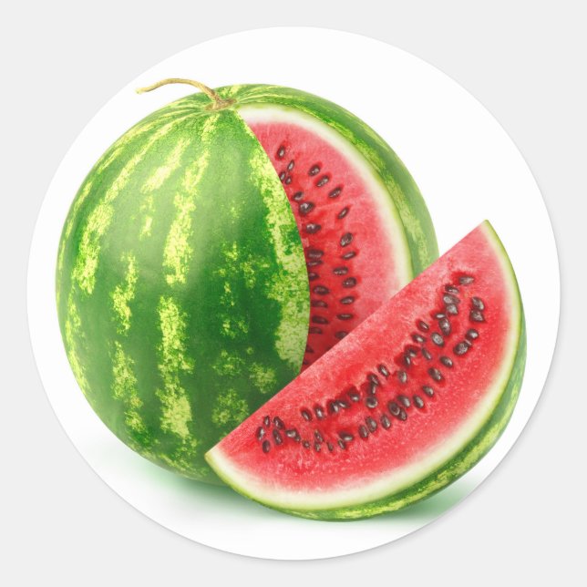 Cut watermelon classic round sticker (Front)
