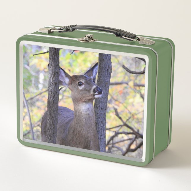 Cut White Tailed Deer Close-Up Metal Lunch Box (Front)