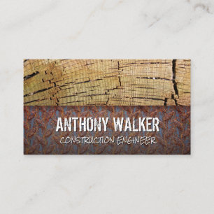 Cut Wood Steel Panel Business Card