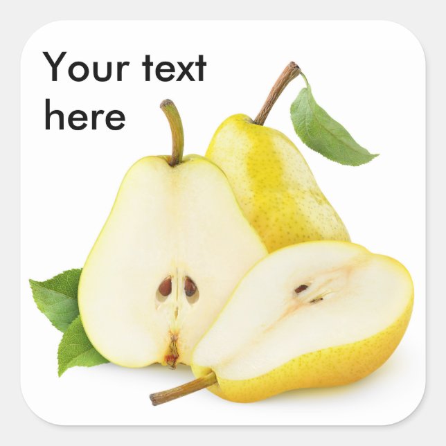 Cut yellow pears square sticker (Front)