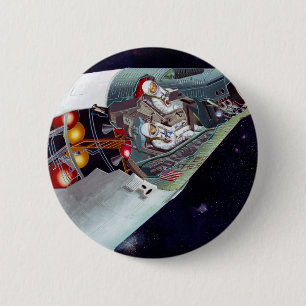 Cutaway A Two-Person Gemini Spacecraft In Flight. 6 Cm Round Badge