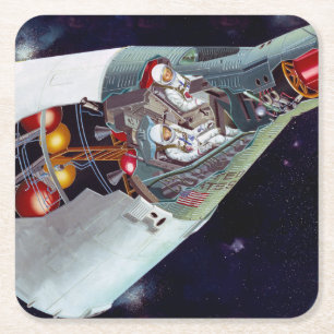 Cutaway A Two-Person Gemini Spacecraft In Flight. Square Paper Coaster