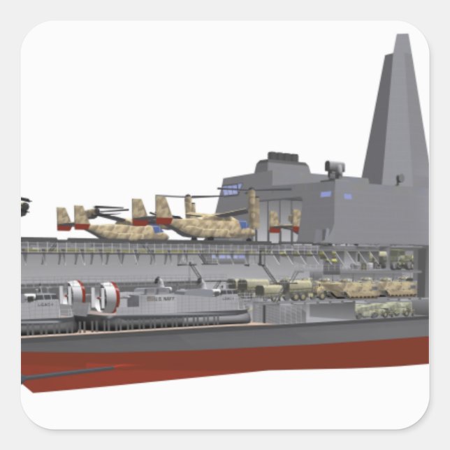 Cutaway illustration square sticker (Front)