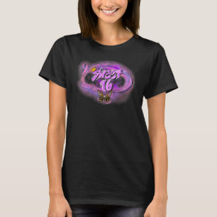 Cute16th Birthday Crown Airbrush Graffiti Retro T-Shirt