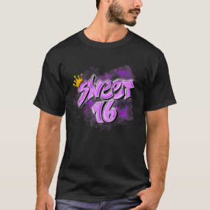 Cute16th Crown Birthday Airbrush Graffiti Retro T-Shirt