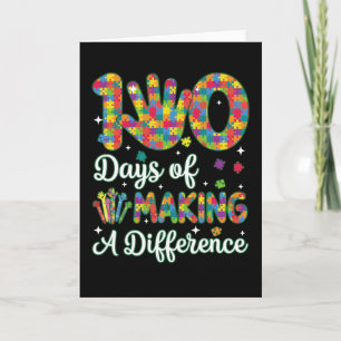 Cute 100 Days Making A Difference Puzzle Inclusion Card