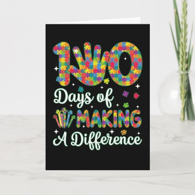 Cute 100 Days Making A Difference Puzzle Inclusion Card (Front)