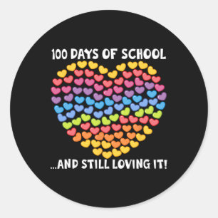 Cute 100 Days Of School And Still Loving It Hearts Classic Round Sticker