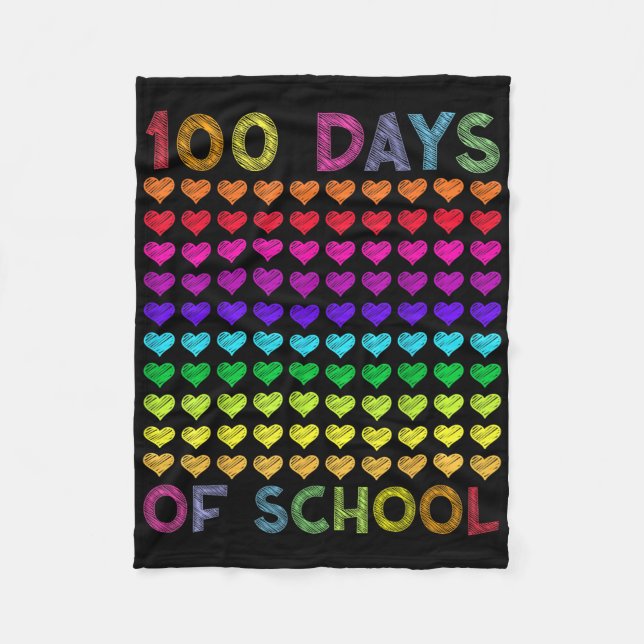 Cute 100 Days Of School And Still Loving It Hearts Fleece Blanket (Front)