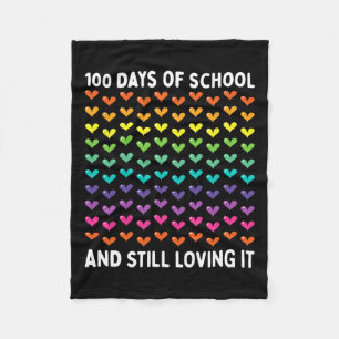 Cute 100 Days Of School And Still Loving It Hearts Fleece Blanket