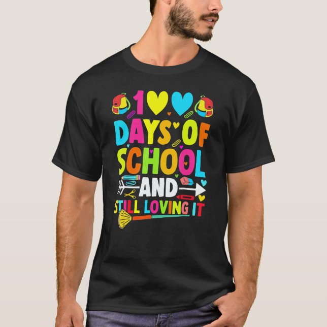 Cute 100 Days Of School And Still Loving It Hearts T-Shirt (Front)