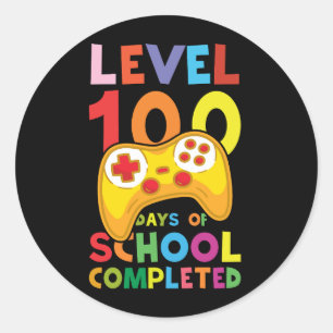 Cute 100 Days of School Colourful Gaming Classic Round Sticker