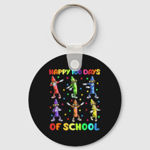 Cute 100 Days Of School Crayons Dancing 100th Day Key Ring