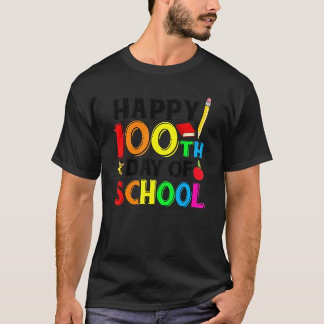Cute 100 Days Of School Happy 100th Day Of School  T-Shirt (Front)