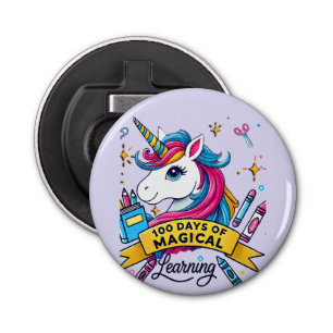 Cute 100 Days of School Magical Learning Unicorn Bottle Opener