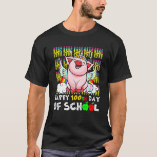 Cute 100 Days Of School Pig Face Mask Virtual Teac T-Shirt