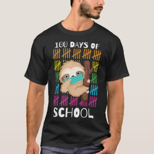 Cute 100 Days Of School Sloth Face Mask Virtual Te T-Shirt