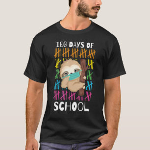 Cute 100 Days Of School Sloth Face Mask Virtual Te T-Shirt