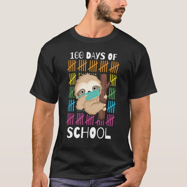 Cute 100 Days Of School Sloth Face Mask Virtual Te T-Shirt (Front)
