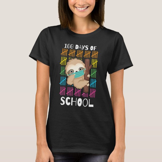 Cute 100 Days Of School Sloth Face Mask Virtual Te T-Shirt (Front)